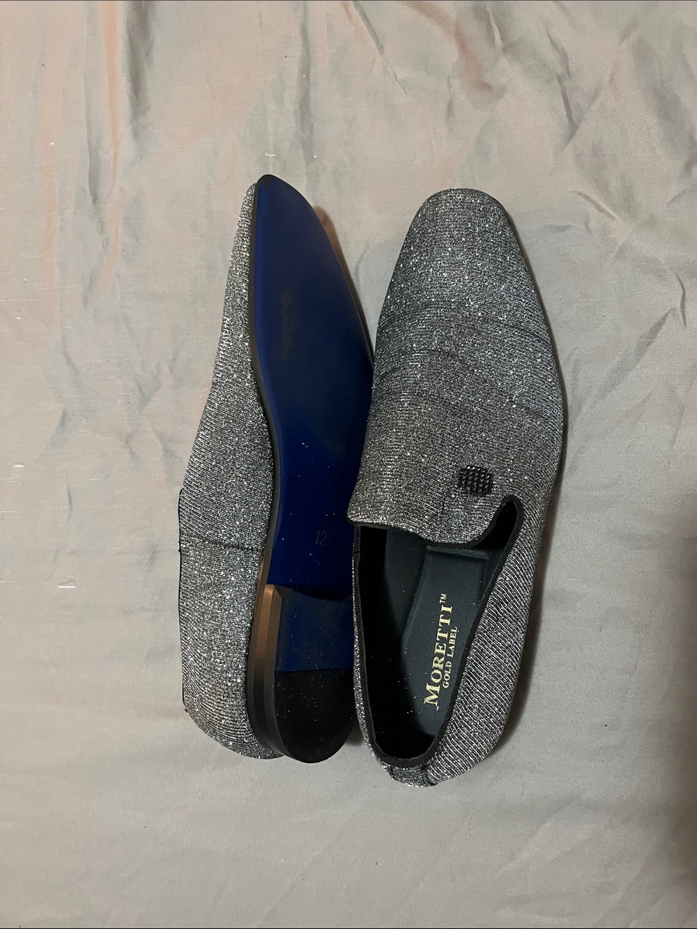 Moretti Gray Sparkle Men's Slip-On Loafers